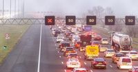 Lange file op A2 richting Amsterdam door afsluiting A9