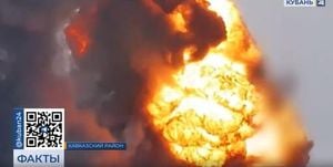 Fire Engulfs Oil Depot In Krasnodar Following Drone Attack