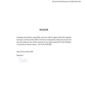 Duterte Skips ICC Ruling On Appeal For Release