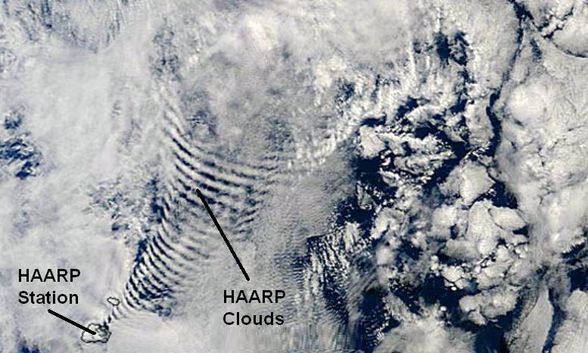 uzaydan HAARP tesisinin bulutları yönlendirdiği görüntü