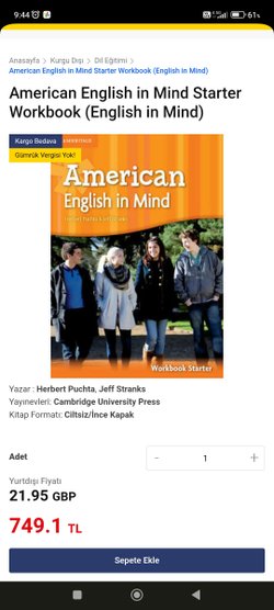 American english in mind starter Workbook kitabı ingilizcedir. İngilizce öğrenmekte zorluk yaşatır mı?
