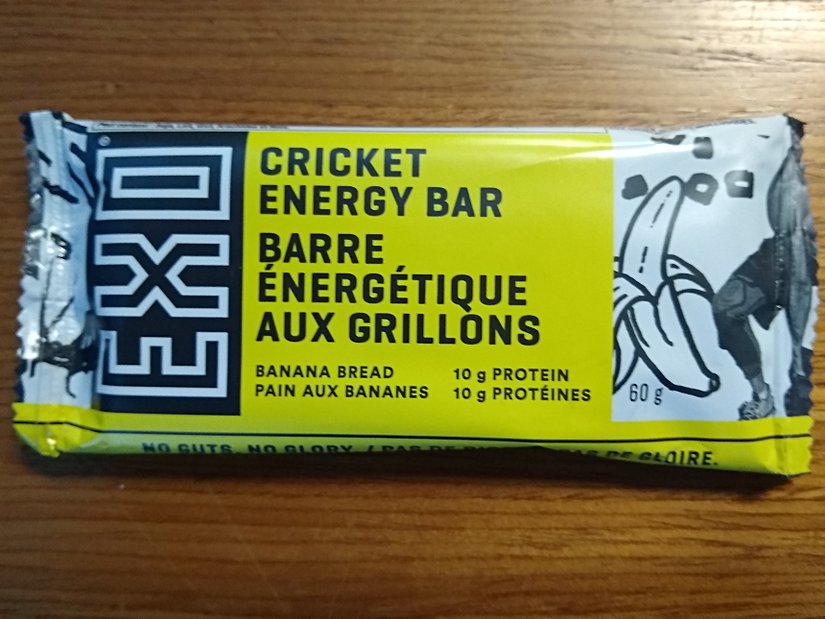 Yaklaşık 40 cırcır böceği unu kullanılarak üretilmiş bir enerji barı.