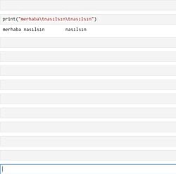 Print fonksiyonunu kullanırken \t  karakteri ilk başta çalışmıyor bunun sebebi nedir?