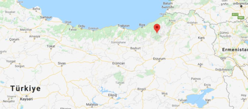 Şekil 3: Kaçkar Dağı Harita Üzerindeki Konumu.  Koordinatlar: 40°50′12″K 41°09′48″D 