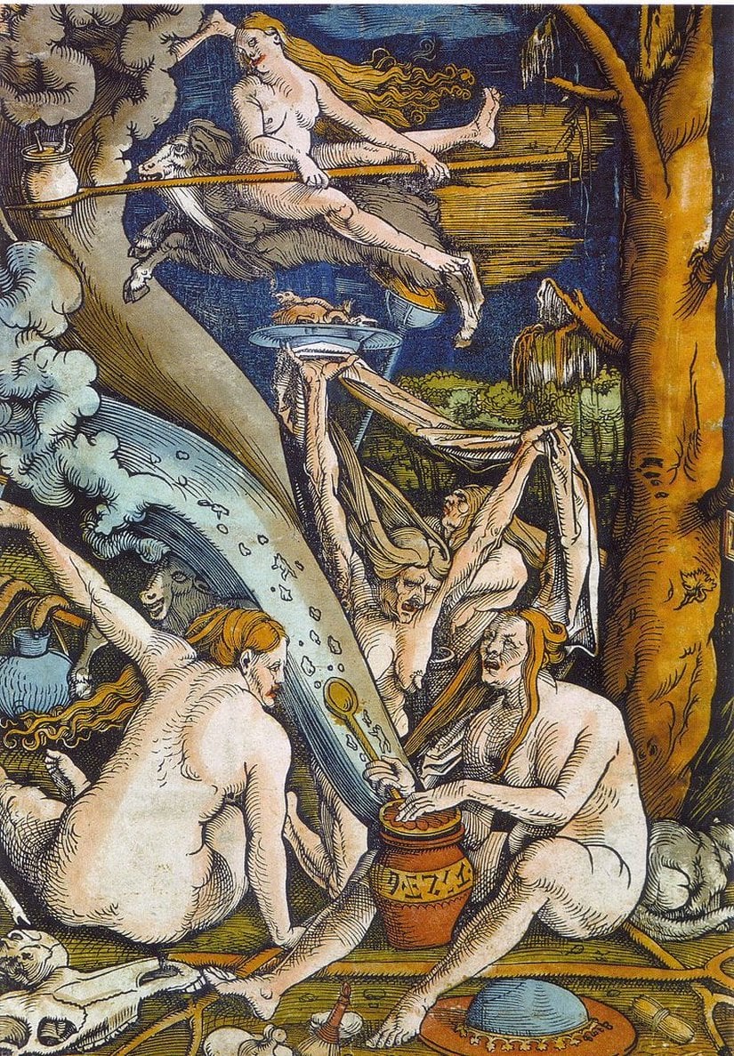 Hans Baldung tarafından 1508 yılında yapılmış "Cadılar" tablosu