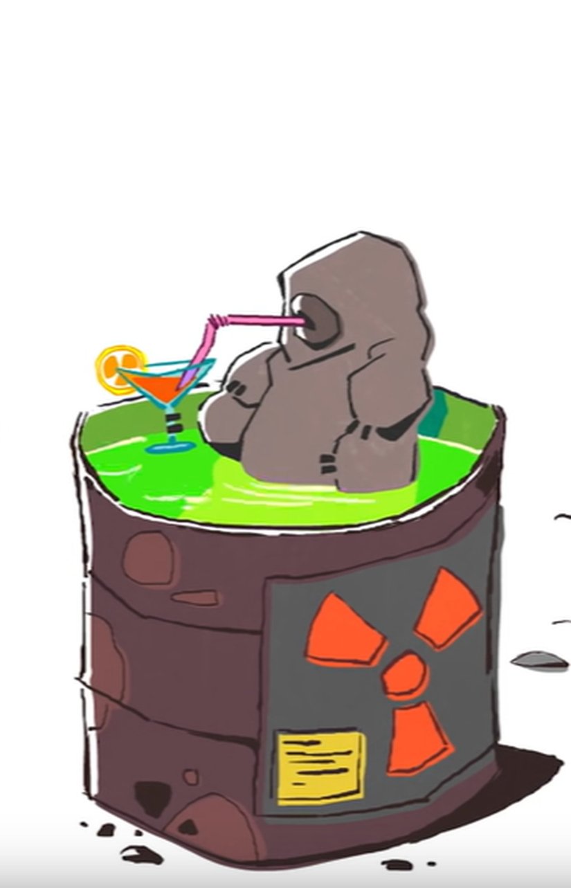 Tardigradların radyasyona dayanıklıklarını anlatalan bir illüstrasyon çalışması.