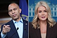 Leavitt and Jeffries trade barbs over political violence and shutdown