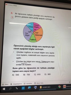 Buna göre bu öğrencinin bir haftada çözdüğü toplam soru sayısı kaçtır?