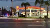 Crime scene at Shell gas station in southeast Fresno