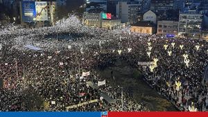 Serbian Students March To Honor Novi Sad Train Station Victims