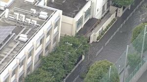 Water Pipe Burst Causes Flooding In Osaka Elementary School Area