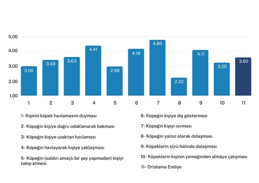 Grafik 2: Köpek Hareketlerine Göre Öğrencilerin Endişe Puanı