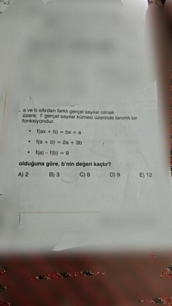 Verilen bilgilere göre b'nin değeri kaçtır?