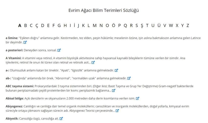 Evrim Ağacı Bilim Sözlüğü