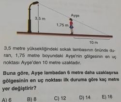 Verilen bilgilere göre gölgenin en uç noktası kaç metre yer değiştirir?