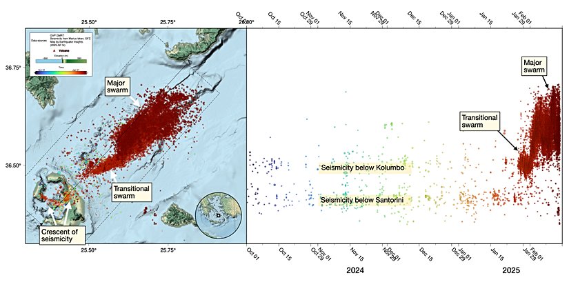 Santorini Adası ve civarındaki son 5 aylık deprem aktivitesi