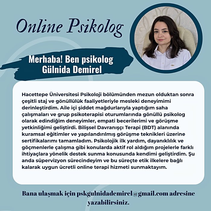 Uygun Ücretli Online Psikolog - Psk. Gülnida Demirel
