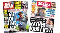 Newspaper headlines: 'Gift of the jab' and 'Rayner lobby row'