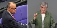 Grüne hat Merz seine Mehrheit besorgt - im Bundestag faltet sie ihn trotzdem zusammen - Video