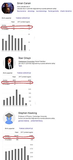 Akademisyenlerin H Endeksi ne anlama gelir?
