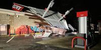 Gas station uprooted by tornado