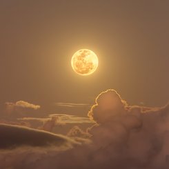Clouds and the Golden Moon