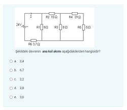 Şekildeki devrenin ana kol akımı kaçtır?