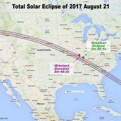  Map of Total Solar Eclipse Path in 2017 August 