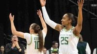 Oregon's Peyton Scott and Deja Kelly speak ahead of Duke matchup