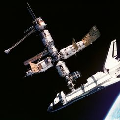 The Space Shuttle Docked with Mir