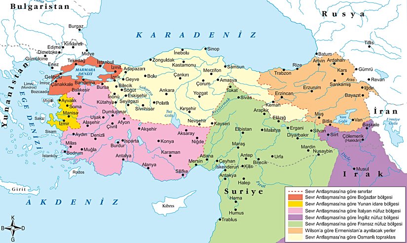 Sevr Antlaşması’na göre “bağımlı” Türk Devleti.