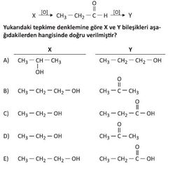 Tepkime denklemine göre X ve Y bileşikleri nedir?