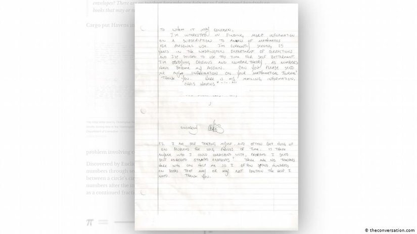 Havens yayınevine yazdığı mektupta, "Sayılar benim tutkum oldu." diyor.