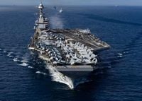 Photos show US aircraft carrier sailing to Caribbean