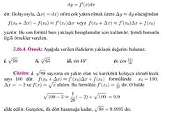 Diferansiyel nedir? dy=f'(x).dx ne işe yarar?