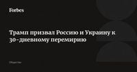 Трамп призвал Россию и Украину к 30-дневному перемирию