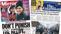 Newspaper headlines: 'D-Day for benefit cuts' and 'Kate's stout and about'