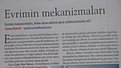 ''Evrim Kuramı ve Mekanizmaları'' 1. Baskı - Sn. Osman Bahadır (Cumhuriyet Gazetesi) Eleştirisi