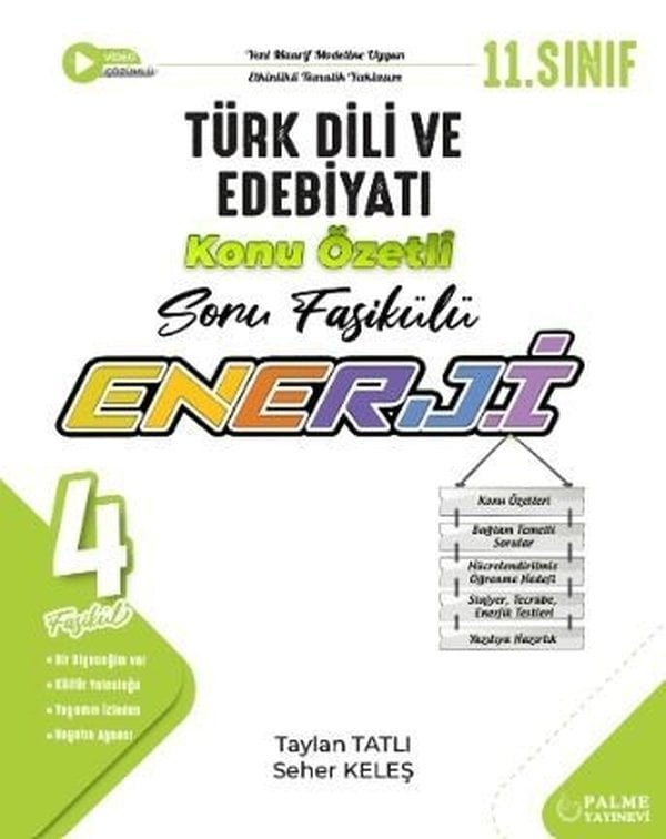 Palme 11.Sınıf Enerji Türk Dili ve Edebiyatı Konu Özetli Soru Fasikülü (4 Fasikül)