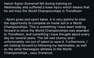 Halvor Granerud Withdraws From World Championships Due To Injury