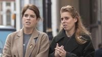 Princess Beatrice and Princess Eugenie share emotional embrace in first joint outing after dad Andrew's scandal