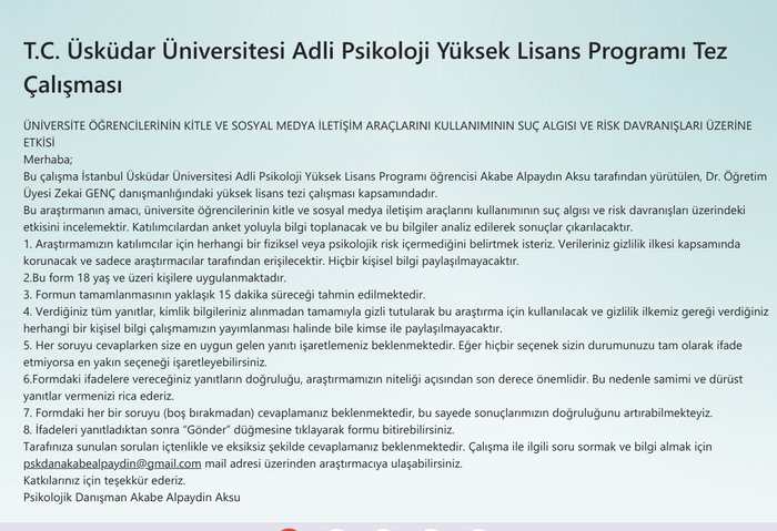 Üniversite Öğrencilerinde Sosyal Medyanın Suç Algısı-Risk Davranışlarına Etkisi