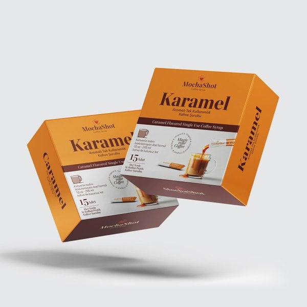 Mocha Shot Karamel Aromalı Tek Kullanımlık Kahve Şurubu 20 ml x 15 Adet