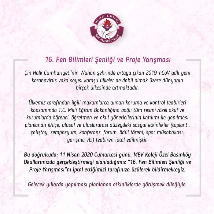 MEV Koleji Özel Basınköy Okulları "16. Fen Bilimleri Şenliği ve Proje Yarışması"