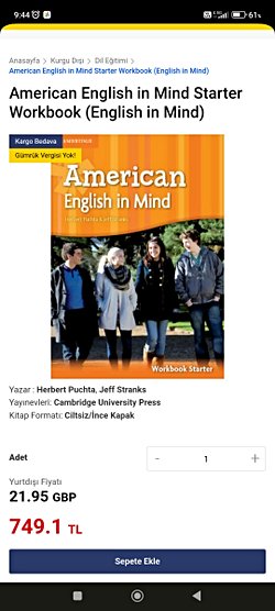 American english in mind starter Workbook kitabı ingilizcedir. İngilizce öğrenmekte zorluk yaşatır mı?