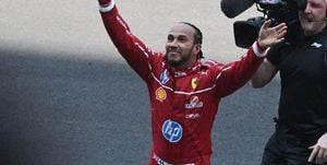 Lewis Hamilton Celebrates First Sprint Race Victory For Ferrari