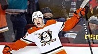 Beckett Sennecke's hat trick put Ducks past Flames in OT