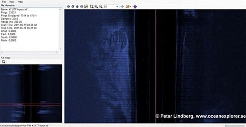 Peter Lindberg'in takımının bulduğu, okyanus tabanına çarpmış uçan daire gibi görünen şey.