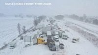 Drone video shows the scope of massive Michigan pileup