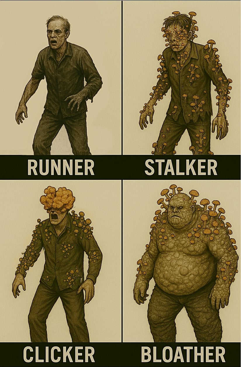 yapay zekaya çizdirdiğim temsili zombi sınıfları